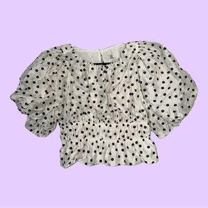 Joie Black and White Polka Dot Blouse